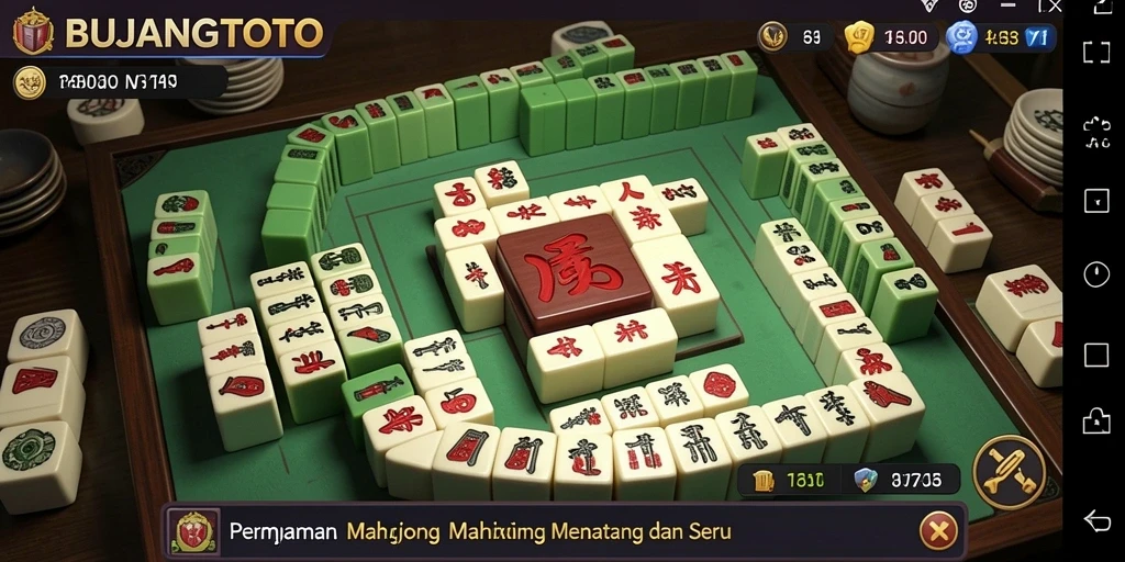 Screenshot utama BUJANGTOTO menampilkan papan permainan Mahjong yang menarik.