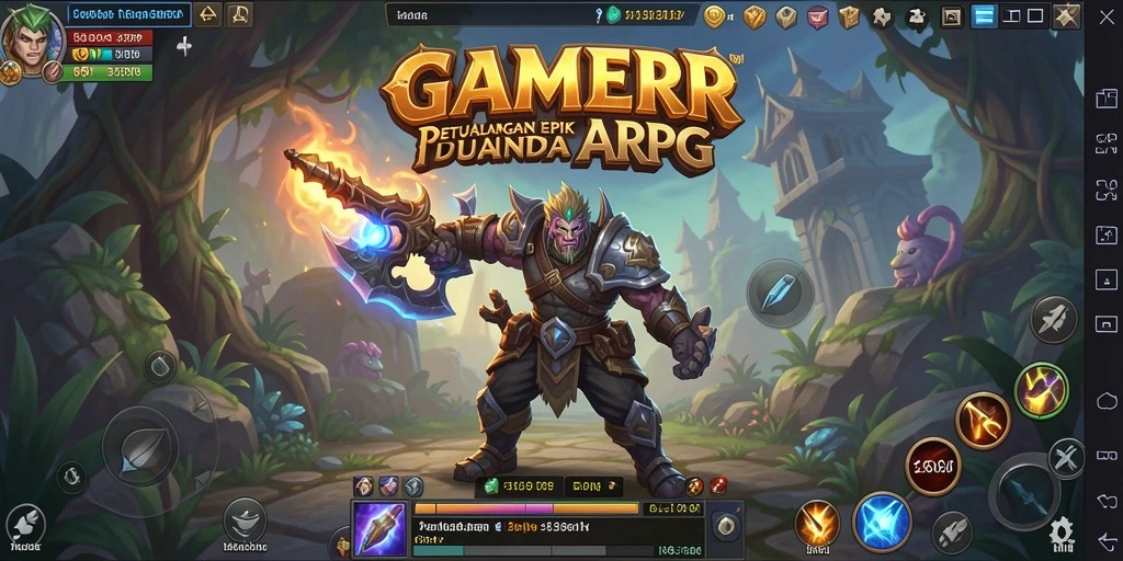 Tampilan dinamis gameplay ARPG dengan pertarungan epik.