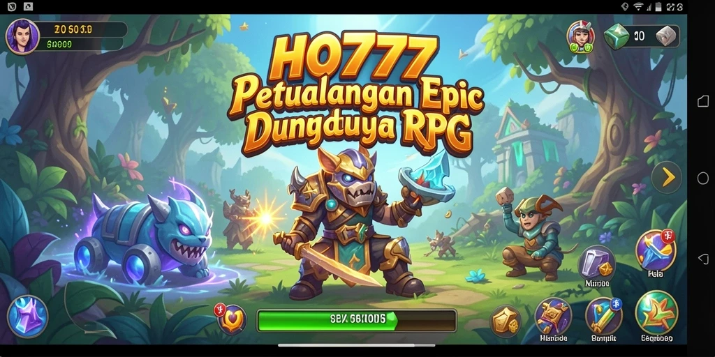 Screenshot HO777 menampilkan pertarungan epik dalam game RPG.