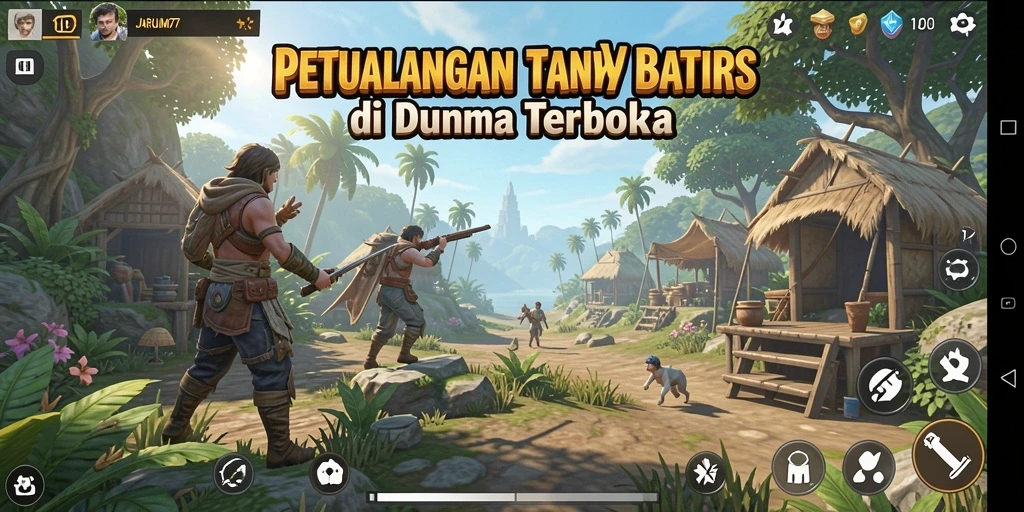 Screenshot gameplay JARUM77 yang menampilkan petualangan dalam dunia terbuka.