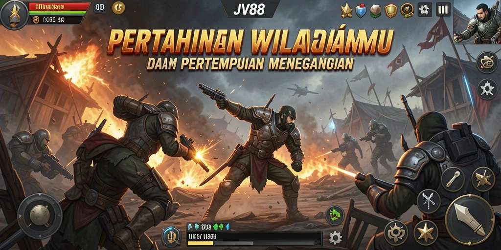 Screenshot gameplay menegangkan dari JV88 saat serangan musuh berlangsung.