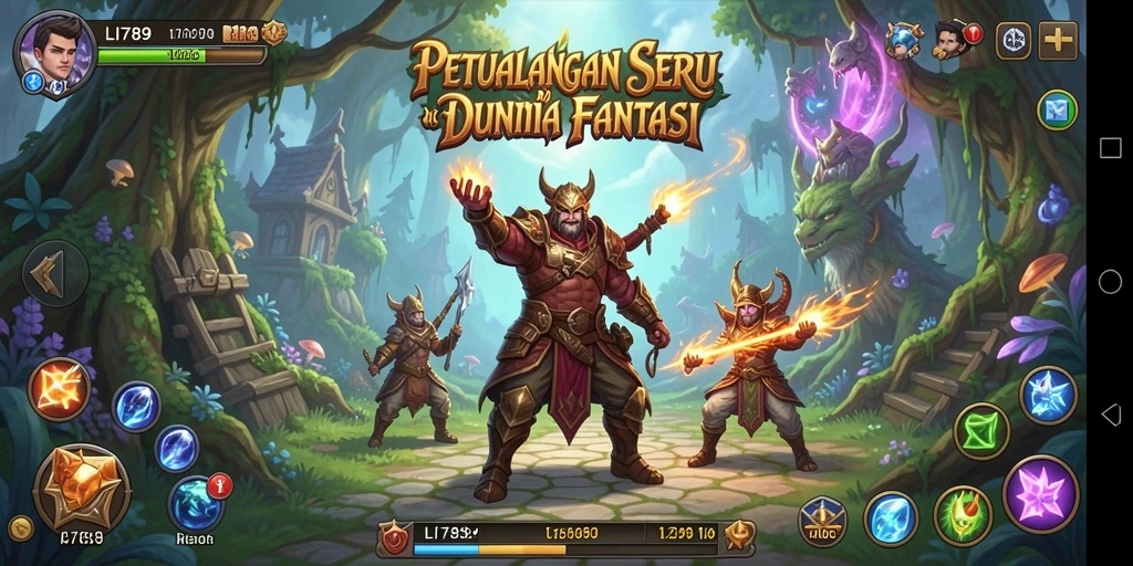 Screenshot utama menunjukkan karakter menjelajahi hutan yang lebat di LI789.