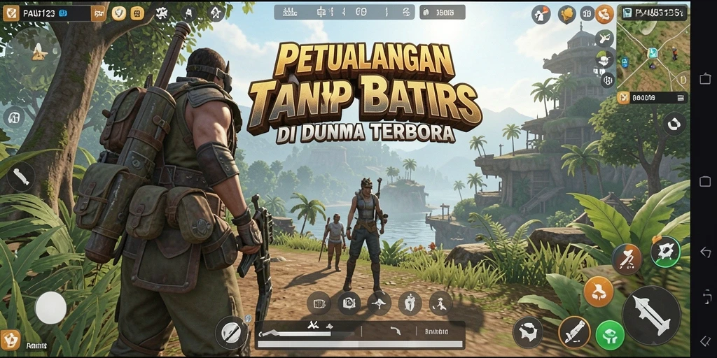 Tangkapan layar menampilkan dunia terbuka yang luas dan penuh petualangan.
