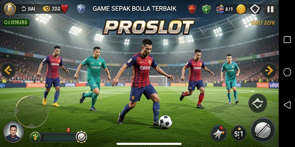 Tampilan gameplay PROSLOT yang mendebarkan saat pertandingan sepak bola.