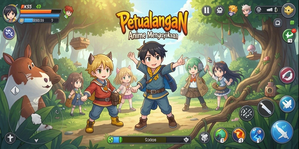 Tampilan gameplay RK55 dengan karakter Anime yang menarik.